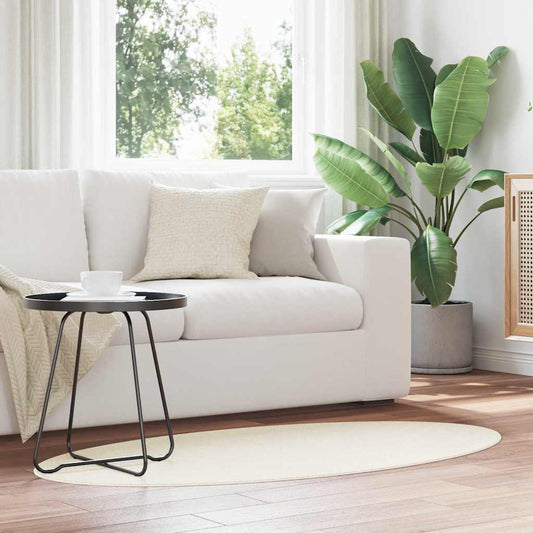 Area Rugs Oval HUARTE Cream 80 x 150 cm 100% Polyester