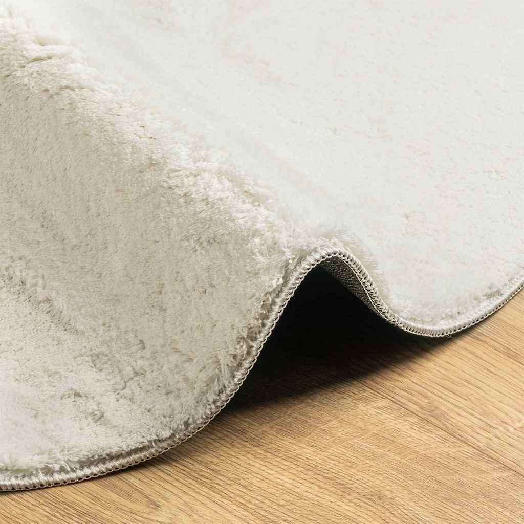 Area Rugs Oval HUARTE Cream 100 x 200 cm 100% Polyester