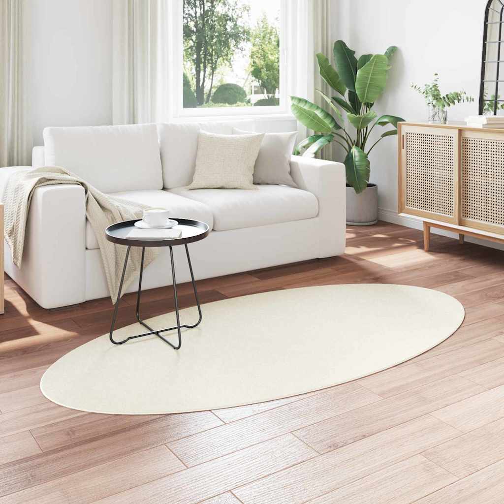 Area Rugs Oval HUARTE Cream 100 x 200 cm 100% Polyester