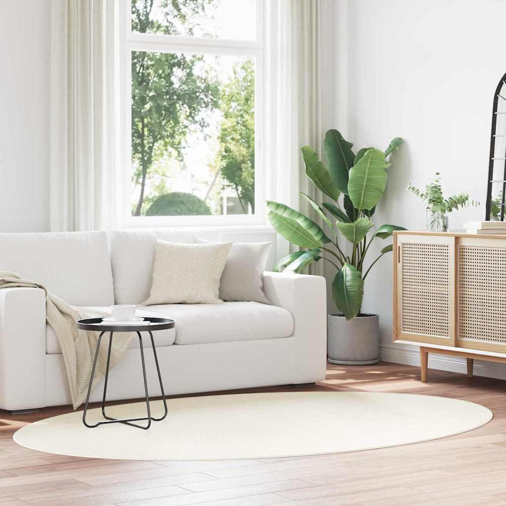 Area Rugs Oval HUARTE Cream 160 x 230 cm 100% Polyester