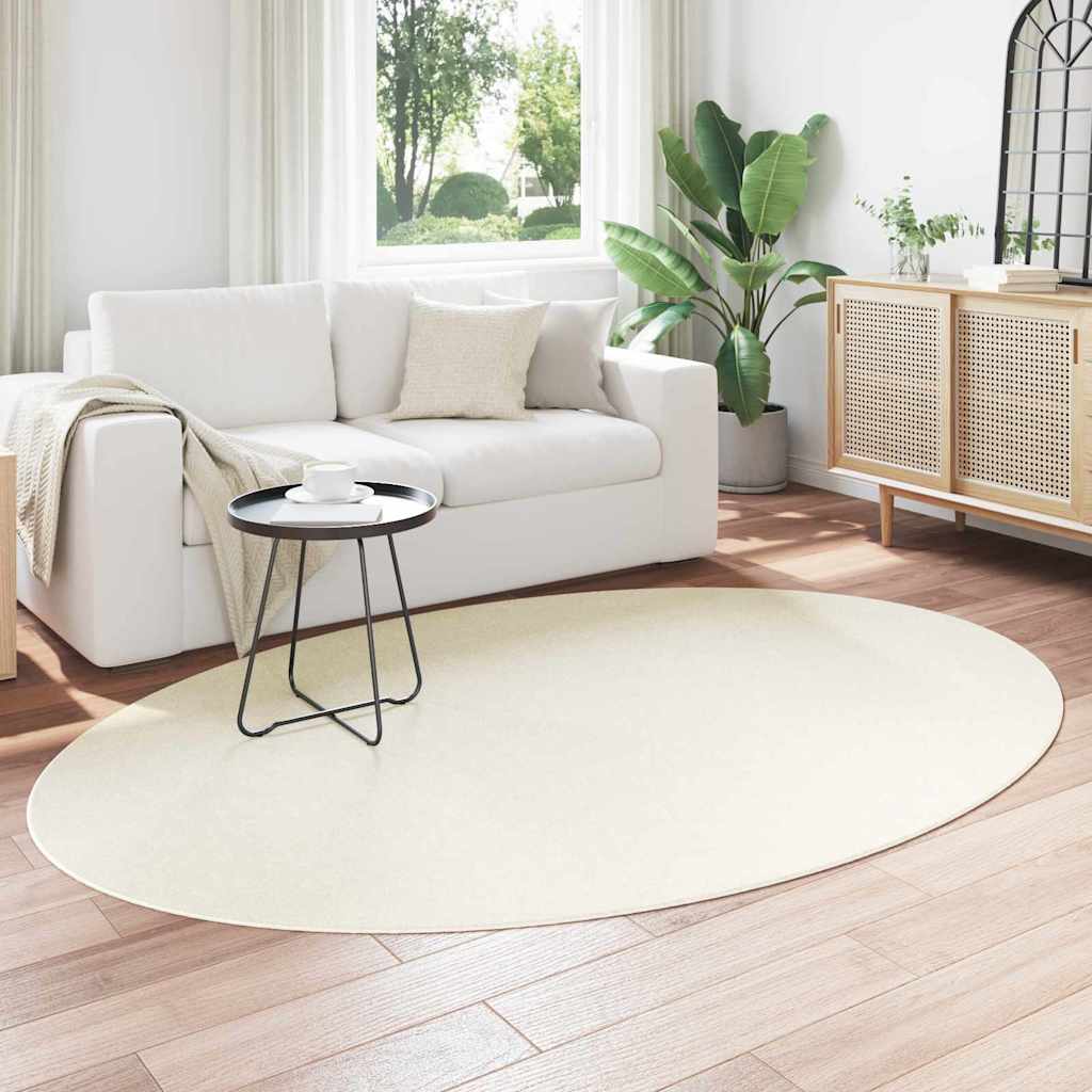 Area Rugs Oval HUARTE Cream 160 x 230 cm 100% Polyester