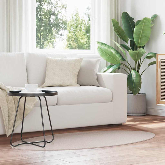 Area Rugs Oval HUARTE Sand 80 x 150 cm 100% Polyester
