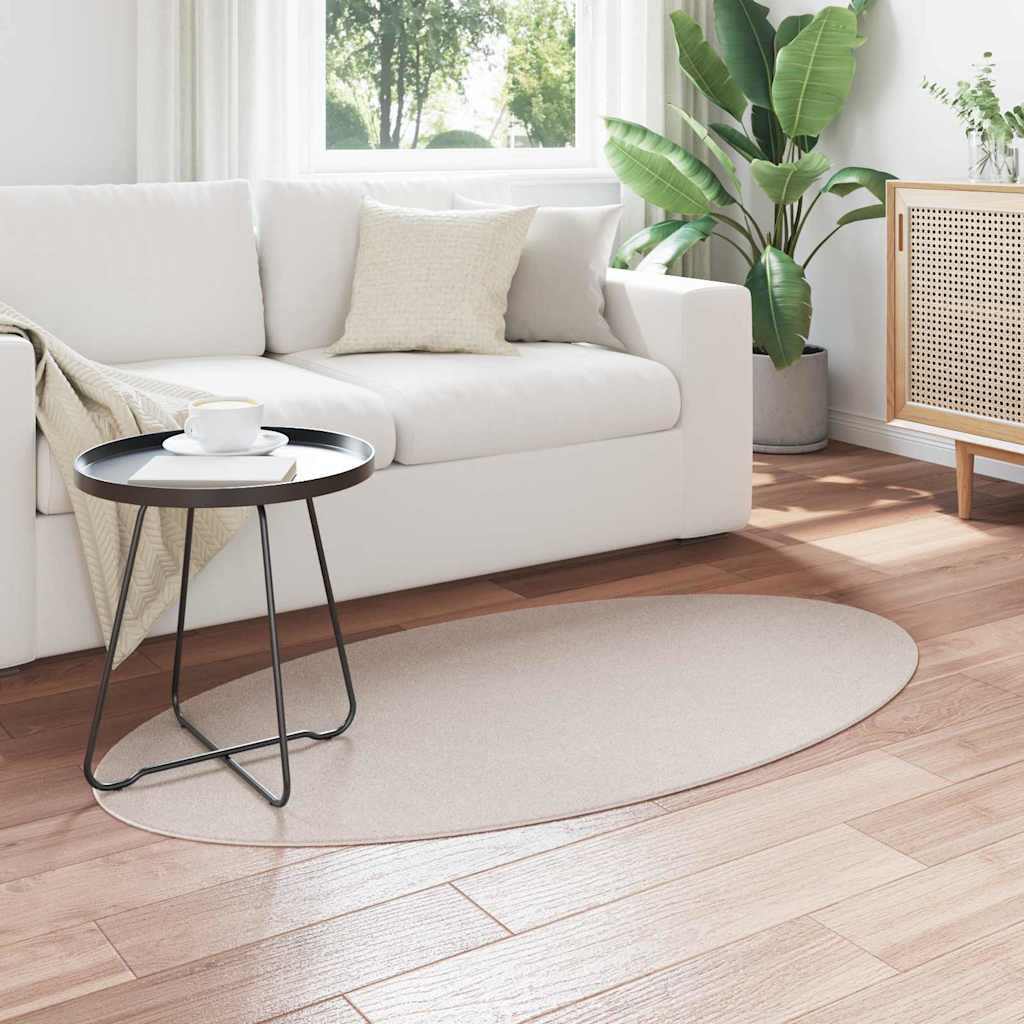 Area Rugs Oval HUARTE Sand 80 x 150 cm 100% Polyester