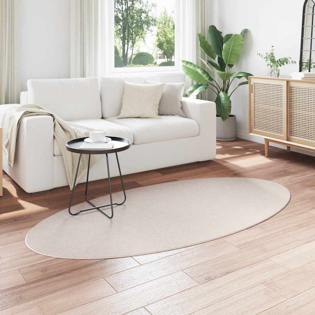 Area Rugs Oval HUARTE Sand 100 x 200 cm 100% Polyester