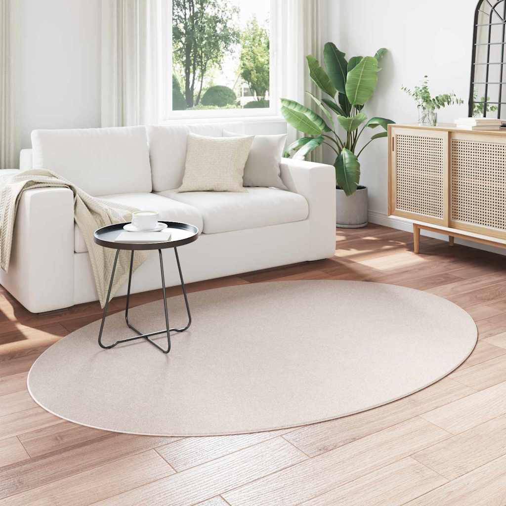 Area Rugs Oval HUARTE Sand 120 x 170 cm 100% Polyester