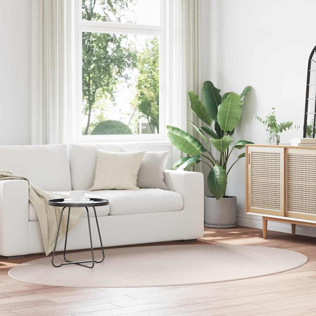 Area Rugs Oval HUARTE Sand 160 x 230 cm 100% Polyester