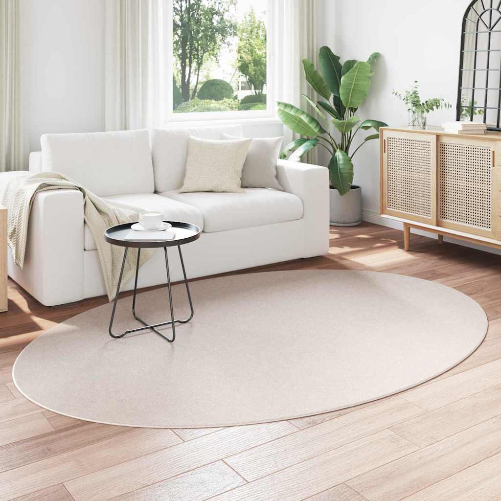 Area Rugs Oval HUARTE Sand 160 x 230 cm 100% Polyester