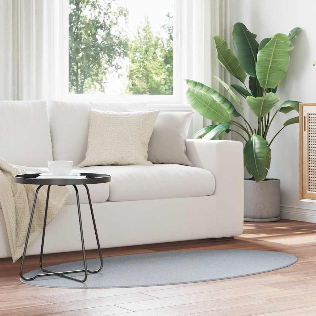 Area Rugs Oval HUARTE Grey 80 x 150 cm 100% Polyester