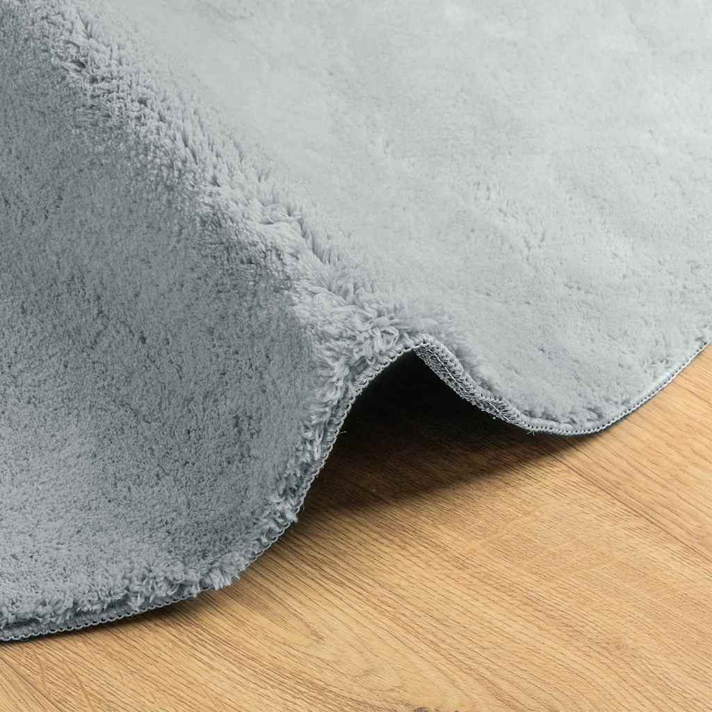 Area Rugs Oval HUARTE Grey 100 x 200 cm 100% Polyester