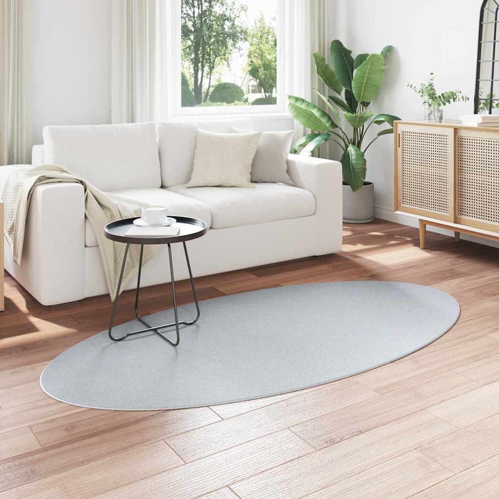 Area Rugs Oval HUARTE Grey 100 x 200 cm 100% Polyester