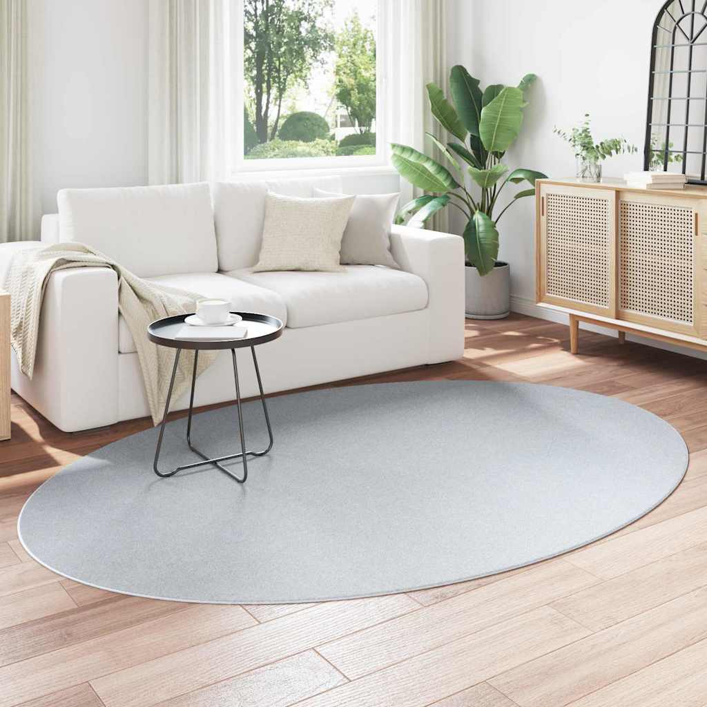 Area Rugs Oval HUARTE Grey 160 x 230 cm 100% Polyester