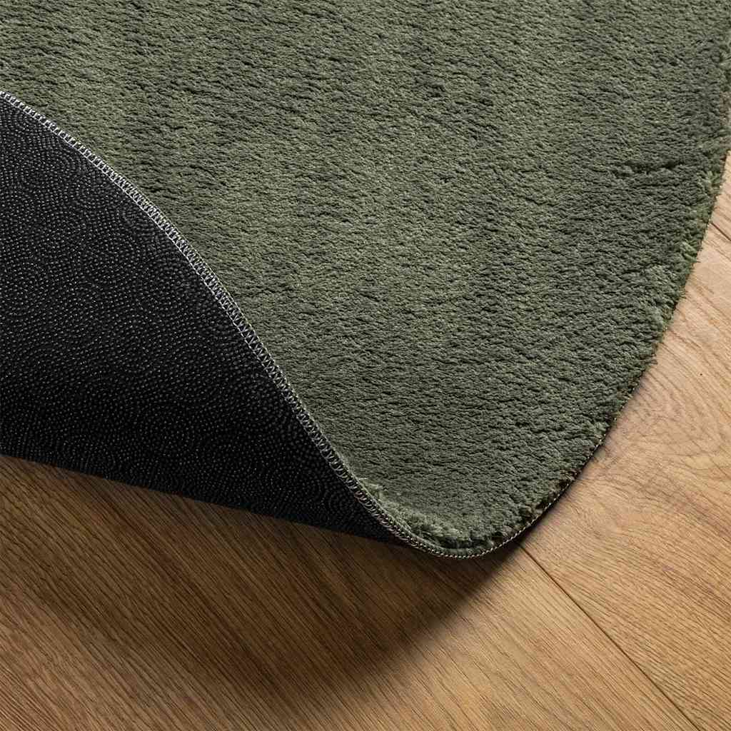 Area Rugs Oval HUARTE Forest Green 80 x 150 cm 100% Polyester