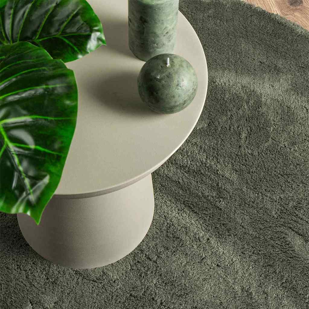 Area Rugs Oval HUARTE Forest Green 80 x 150 cm 100% Polyester