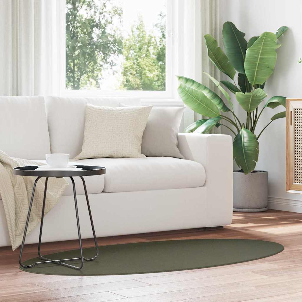 Area Rugs Oval HUARTE Forest Green 80 x 150 cm 100% Polyester