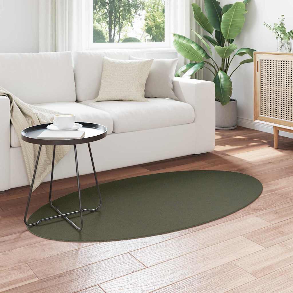 Area Rugs Oval HUARTE Forest Green 80 x 150 cm 100% Polyester