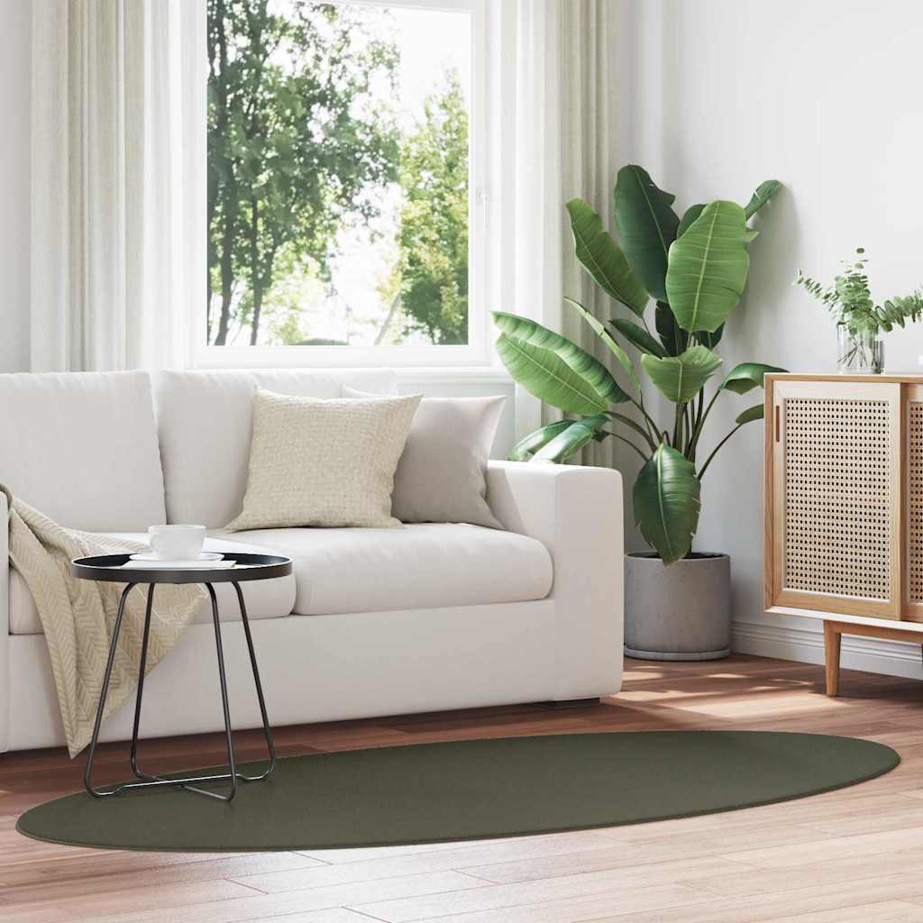 Area Rugs Oval HUARTE Forest Green 100 x 200 cm 100% Polyester