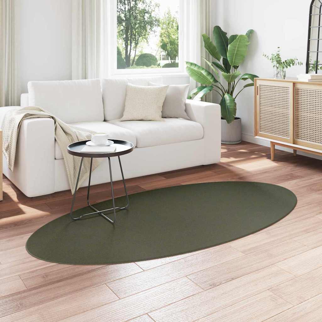 Area Rugs Oval HUARTE Forest Green 100 x 200 cm 100% Polyester