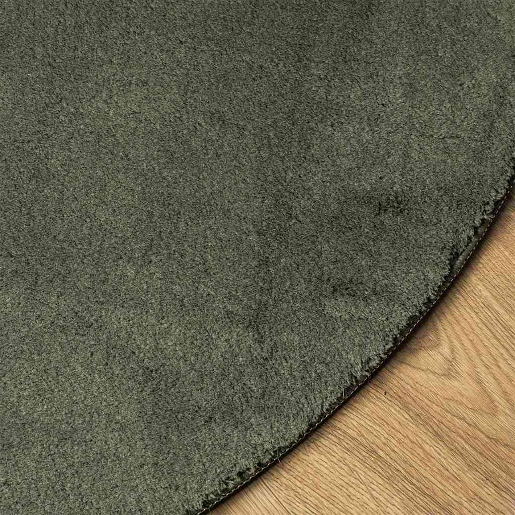 Area Rugs Oval HUARTE Forest Green 170 x 120 cm 100% Polyester
