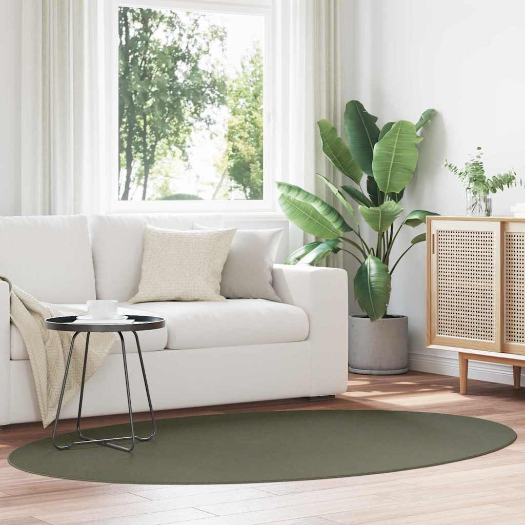 Area Rugs Oval HUARTE Forest Green 140 x 200 cm 100% Polyester