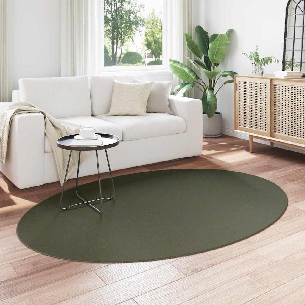 Area Rugs Oval HUARTE Forest Green 140 x 200 cm 100% Polyester