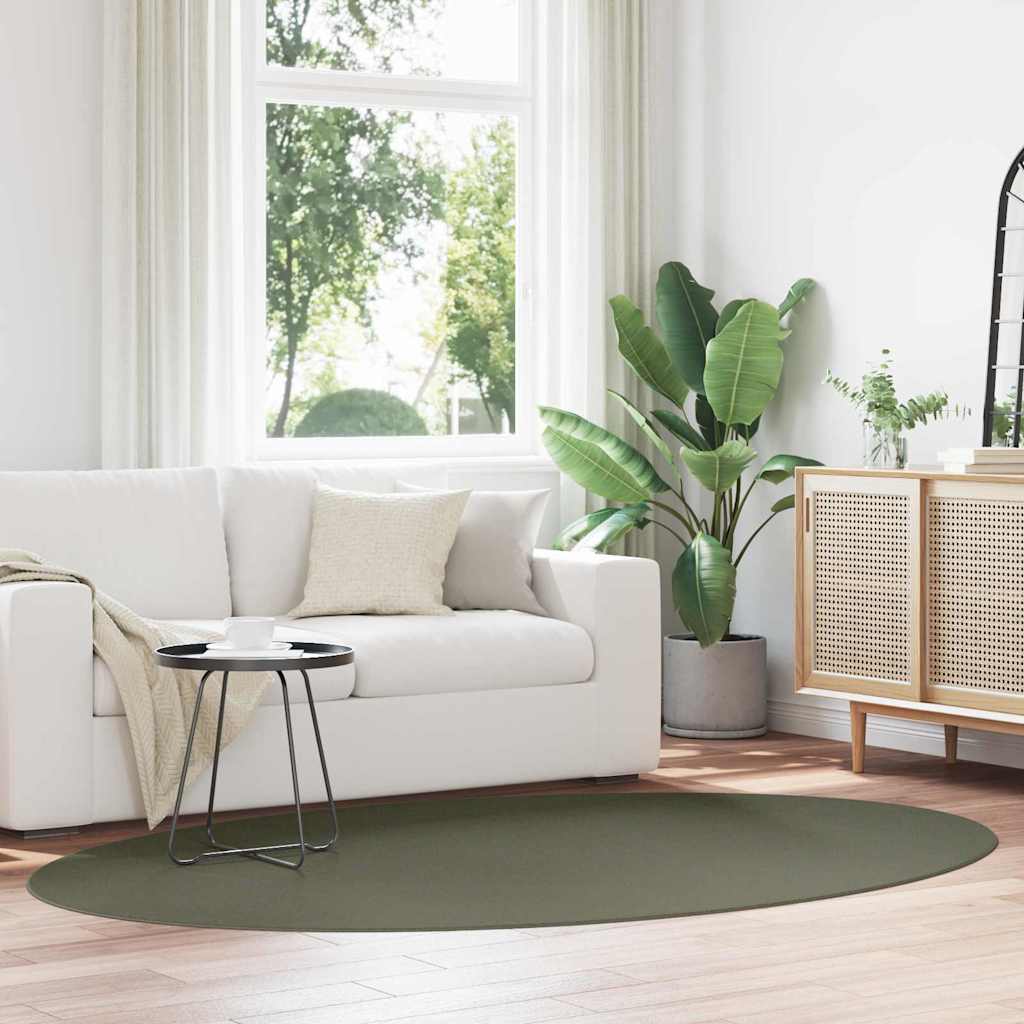 Area Rugs Oval HUARTE Forest Green 160 x 230 cm 100% Polyester