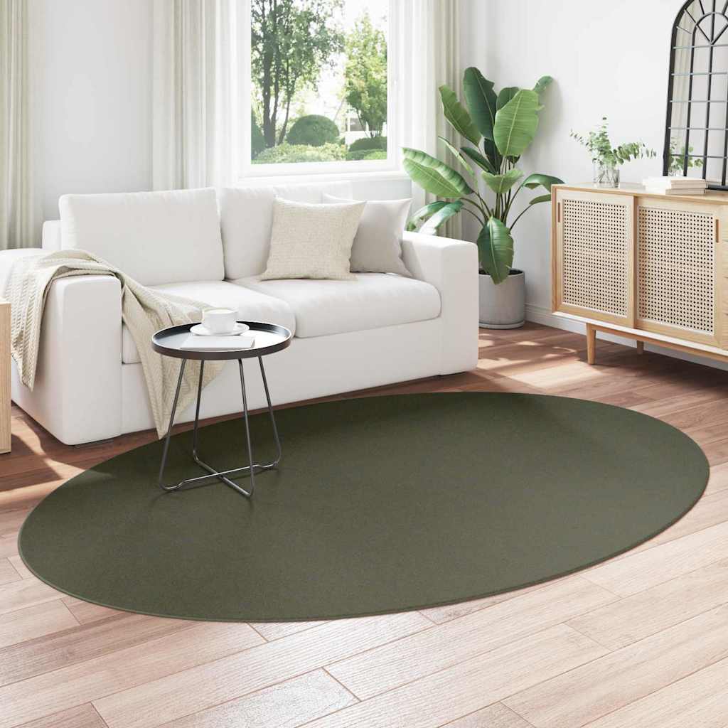 Area Rugs Oval HUARTE Forest Green 160 x 230 cm 100% Polyester