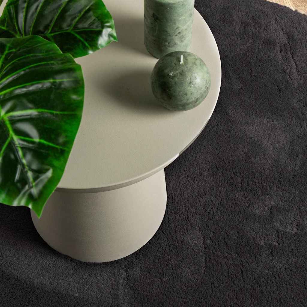Area Rugs Oval HUARTE Black 120 x 170 cm 100% Polyester