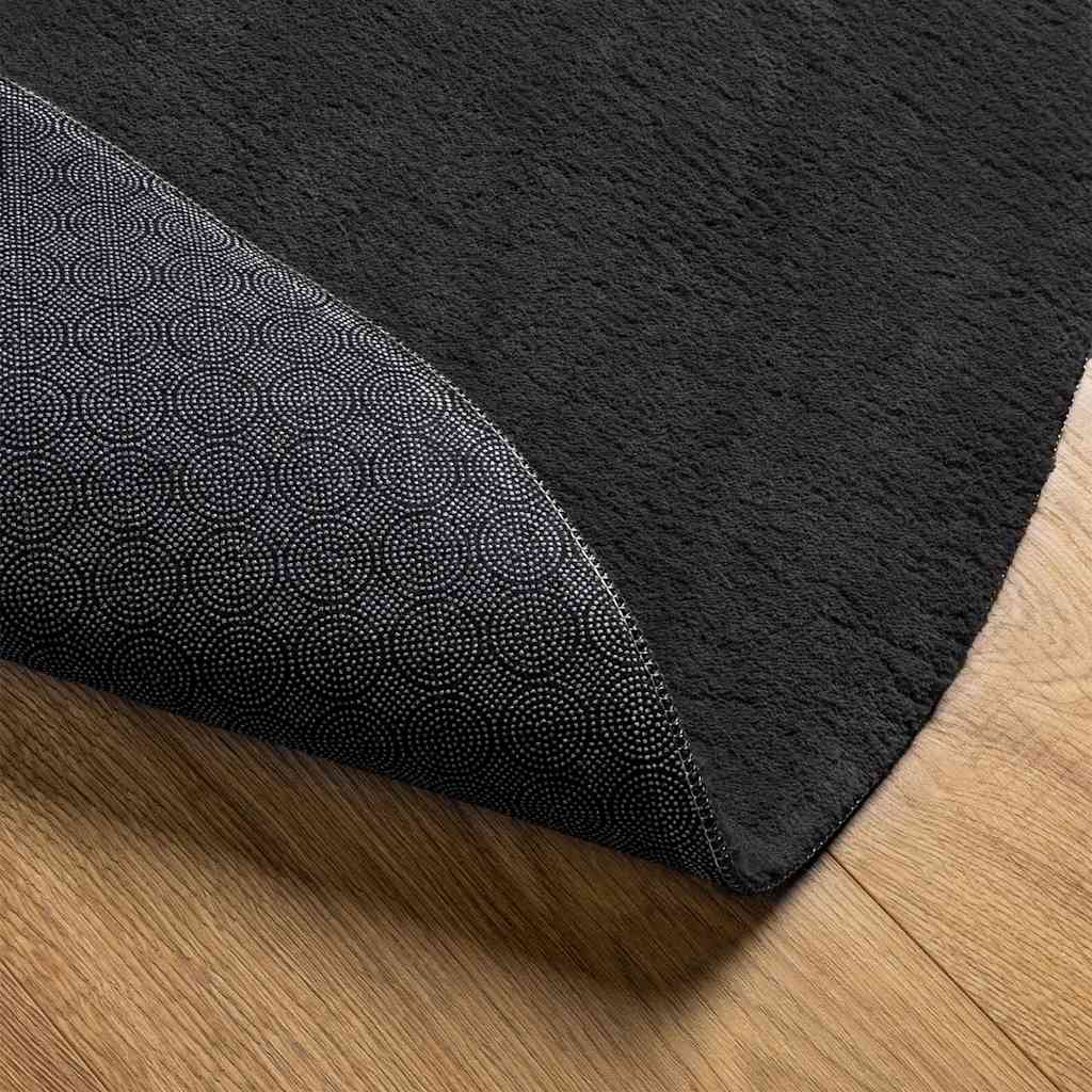 Area Rugs Oval HUARTE Black 140 x 200 cm 100% Polyester