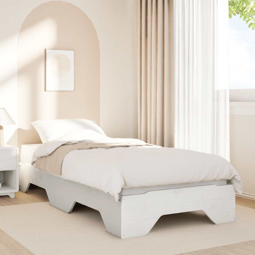 Bed Frame No Mattress Stackable White 80x200 cm Solid Wood
