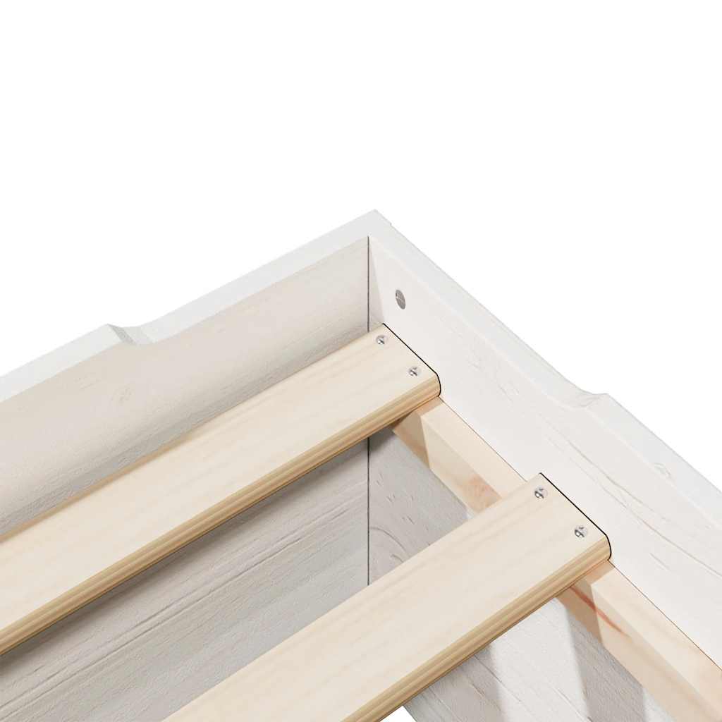 Bed Frame | White | Solid pine wood, Plywood slats | Single |  Stackable