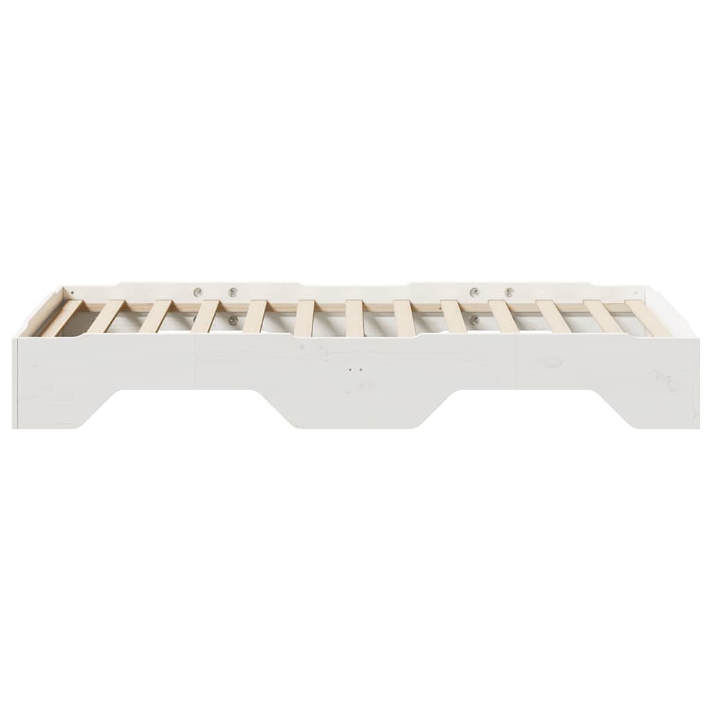 Bed Frame No Mattress Stackable White 75x190 cm Small Single Solid Wood