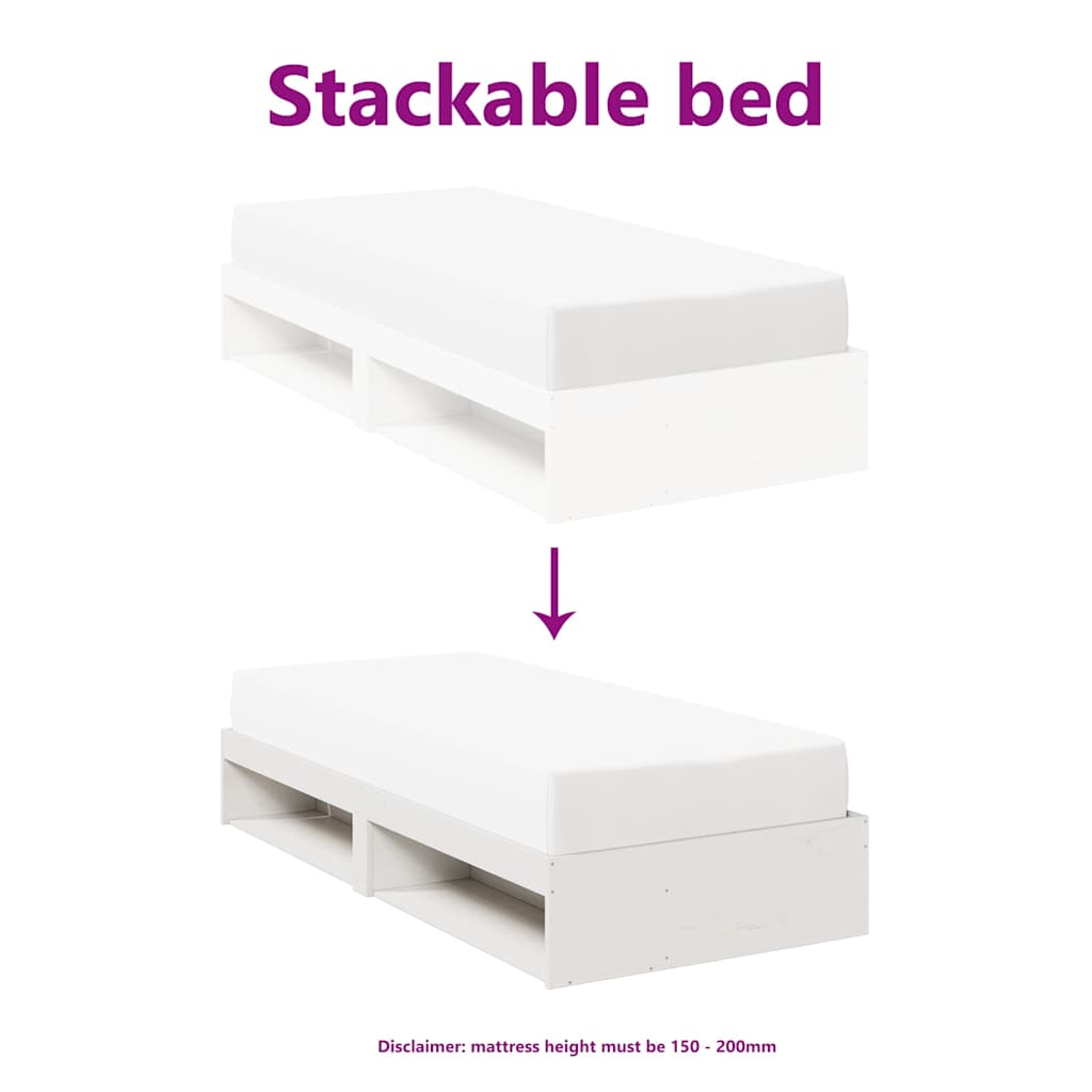Day Bed without Mattress White 100x200 cm Solid Wood Pine