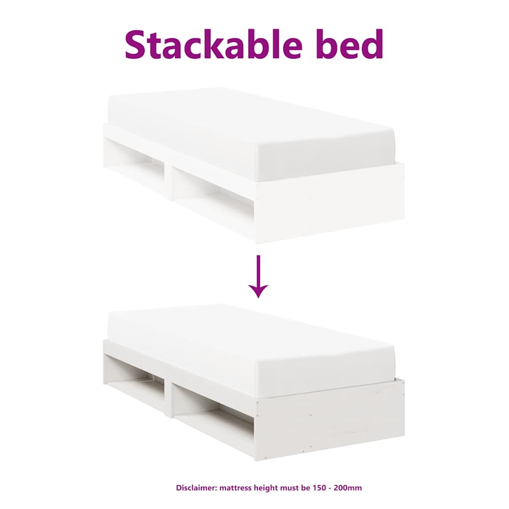 Day Bed without Mattress White 90x200 cm Solid Wood Pine