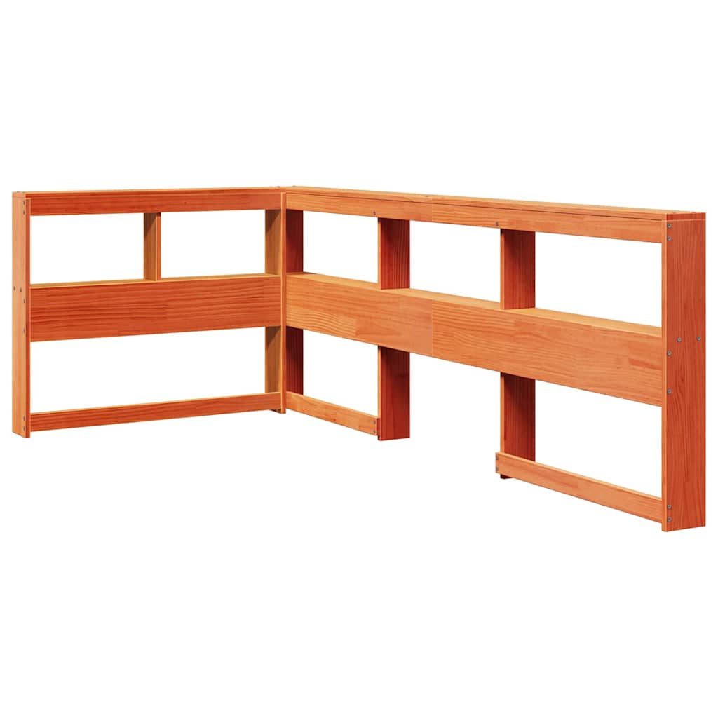 Bookcase Headboard L-Shaped Wax Brown 80 cm Solid Wood Pine