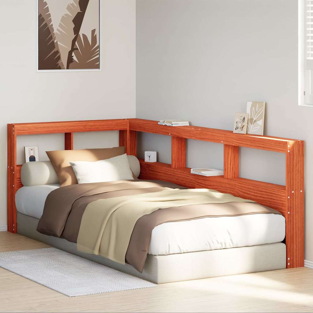 Bookcase Headboard L-Shaped Wax Brown 80 cm Solid Wood Pine