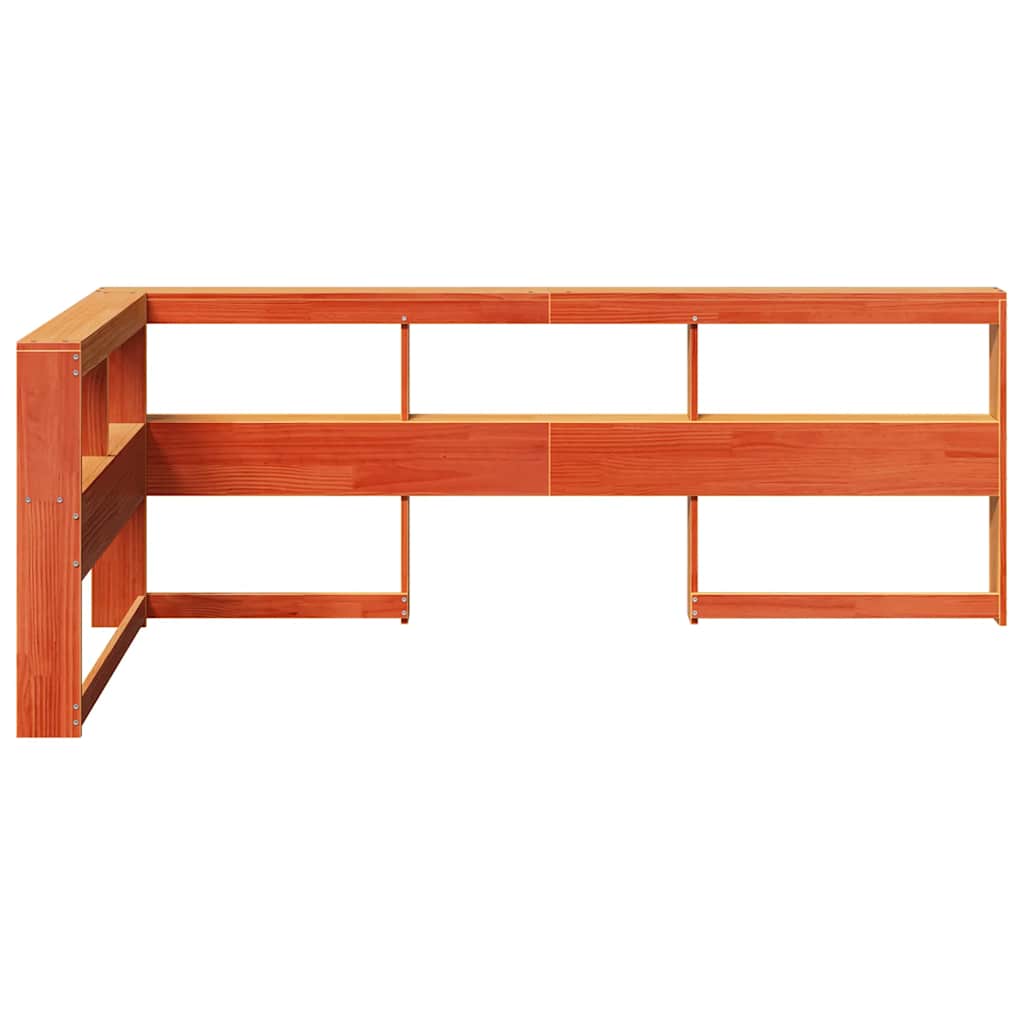 Bookcase Headboard L-Shaped Wax Brown 80 cm Solid Wood Pine