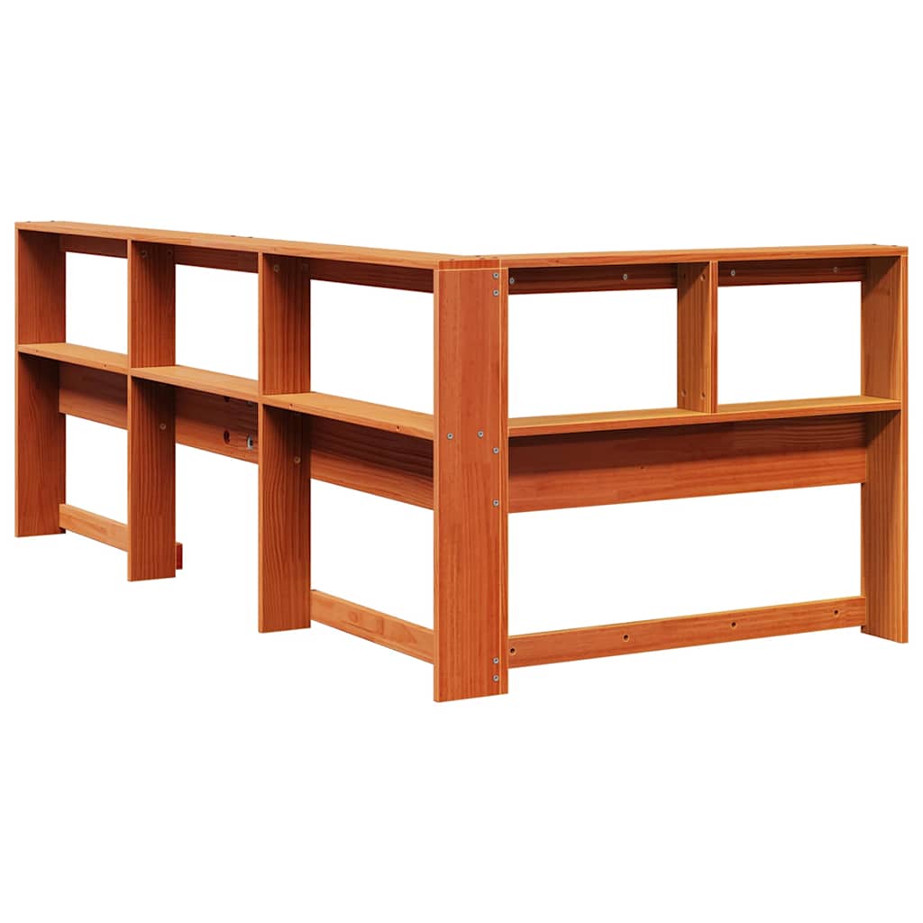 Bookcase Headboard L-Shaped Wax Brown 80 cm Solid Wood Pine