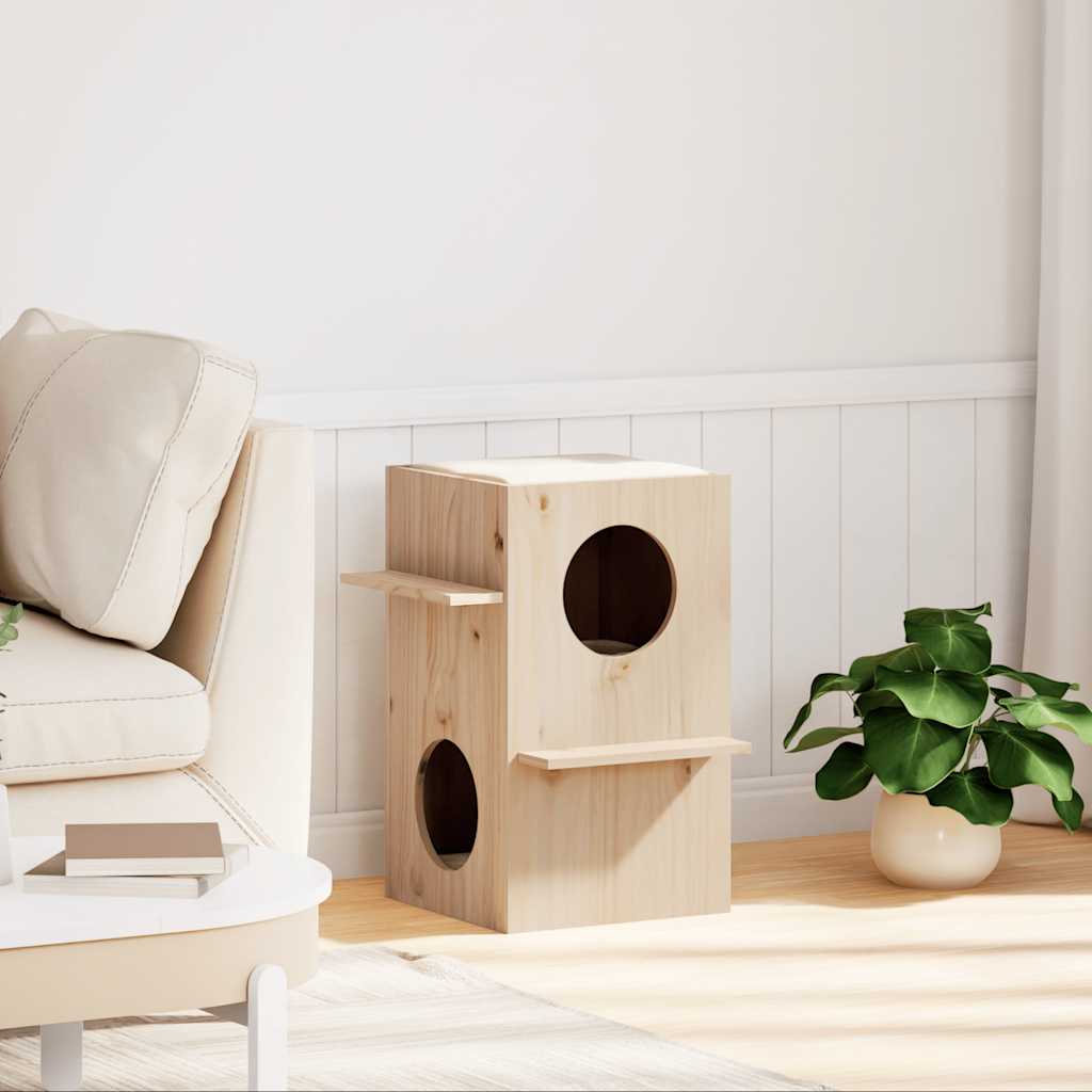 vidaXL Cat House 43x43x60 cm Solid Wood Pine