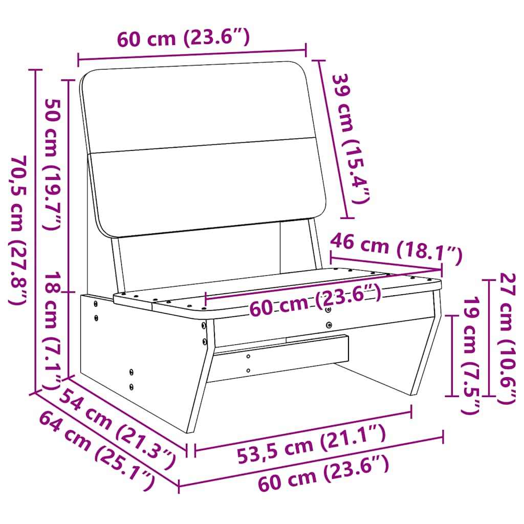 vidaXL Garden Chair 60x64x70.5 cm Solid Wood Pine