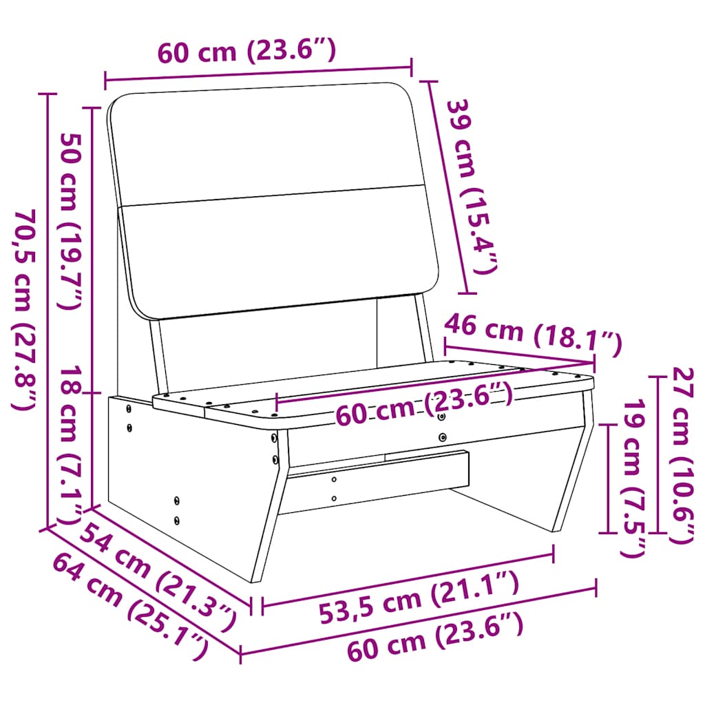 vidaXL Garden Chairs 2 pcs 60x64x70.5 cm Solid Wood Pine