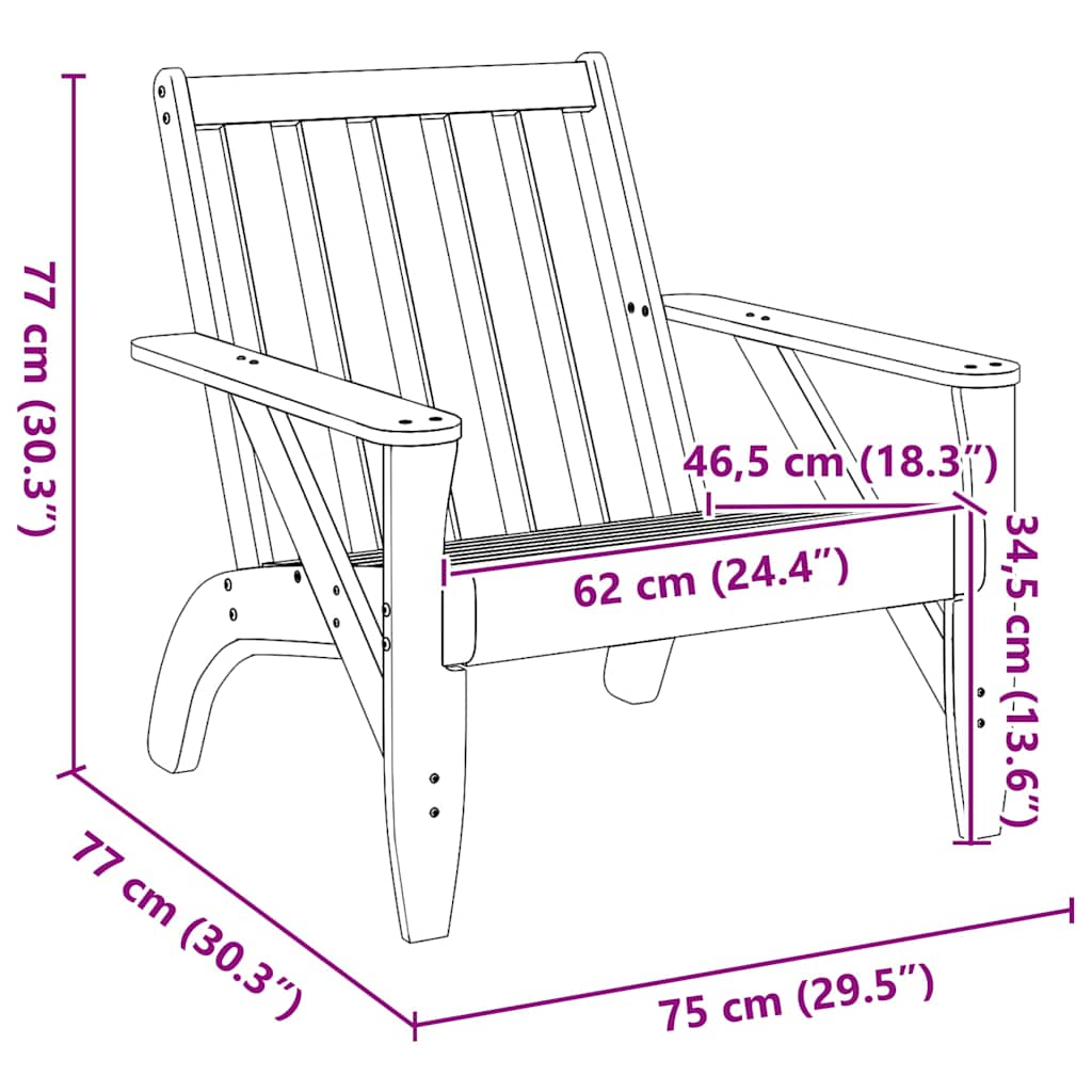 vidaXL Garden Adirondack Chair Wax Brown 75x77x77 cm Solid Wood Pine