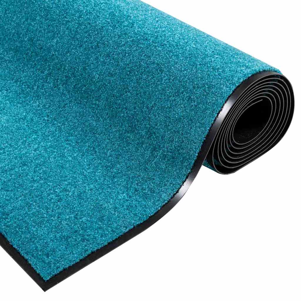 Doormat Cyan and Black 120 x 300 cm 100% Polyamide