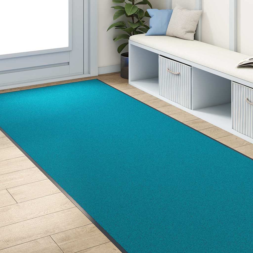 Doormat Cyan and Black 120 x 300 cm 100% Polyamide