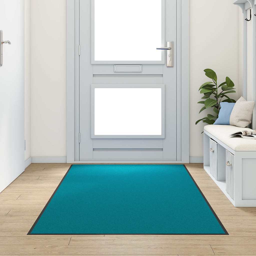 Doormat Cyan and Black 120 x 300 cm 100% Polyamide