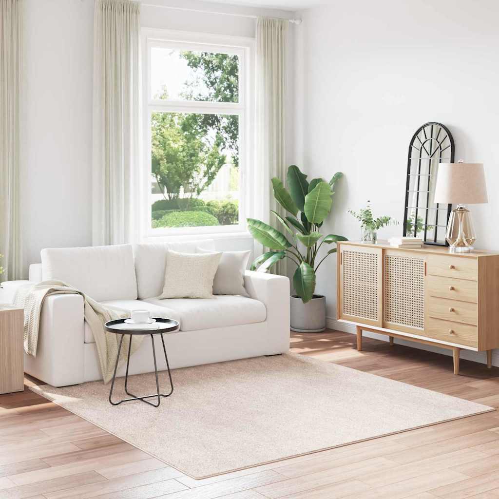 Anti-slip Shaggy Rug Cream 200 x 200 cm PP