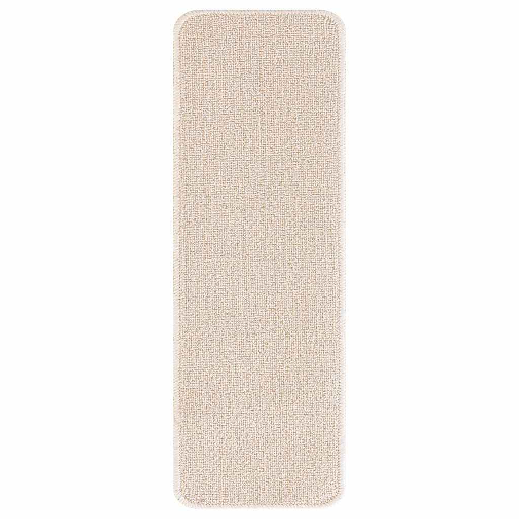 Anti-slip Stair Mats Latex backing 15 pcs Cream 60 x 25 cm PP