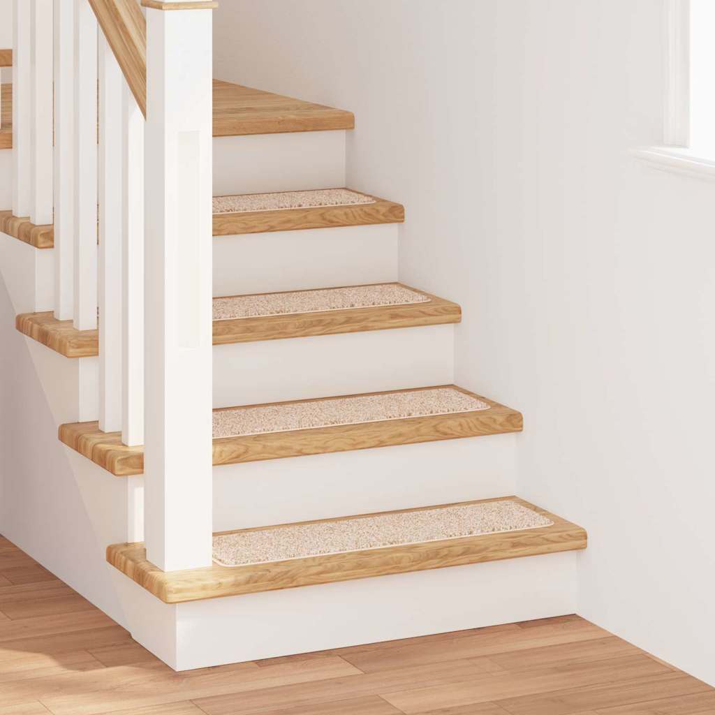 Anti-slip Stair Mats Rectangular 15 pcs Cream 75 x 20 cm PP