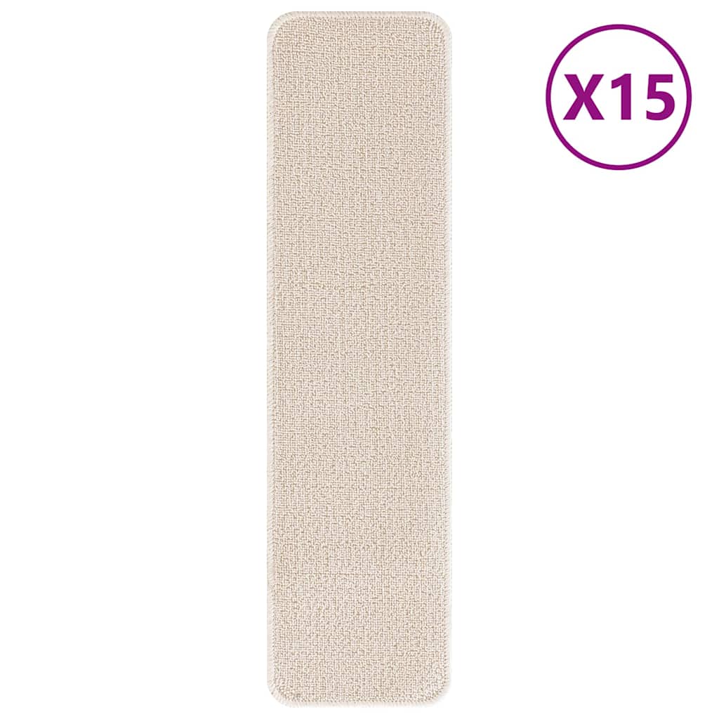 Anti-slip Stair Mats Rectangular 15 pcs Cream 75 x 20 cm PP