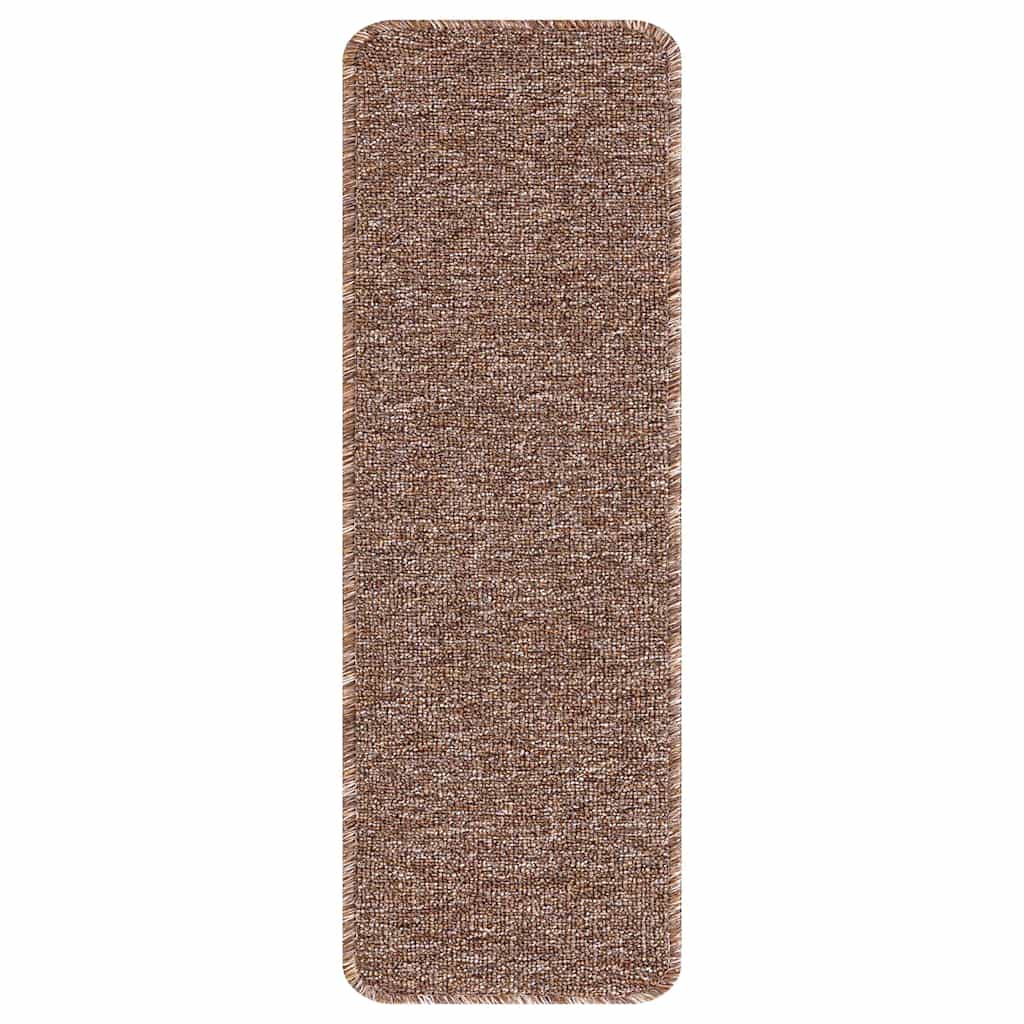 Anti-slip Stair Mats Latex backing 15 pcs Brown 60 x 25 cm PP