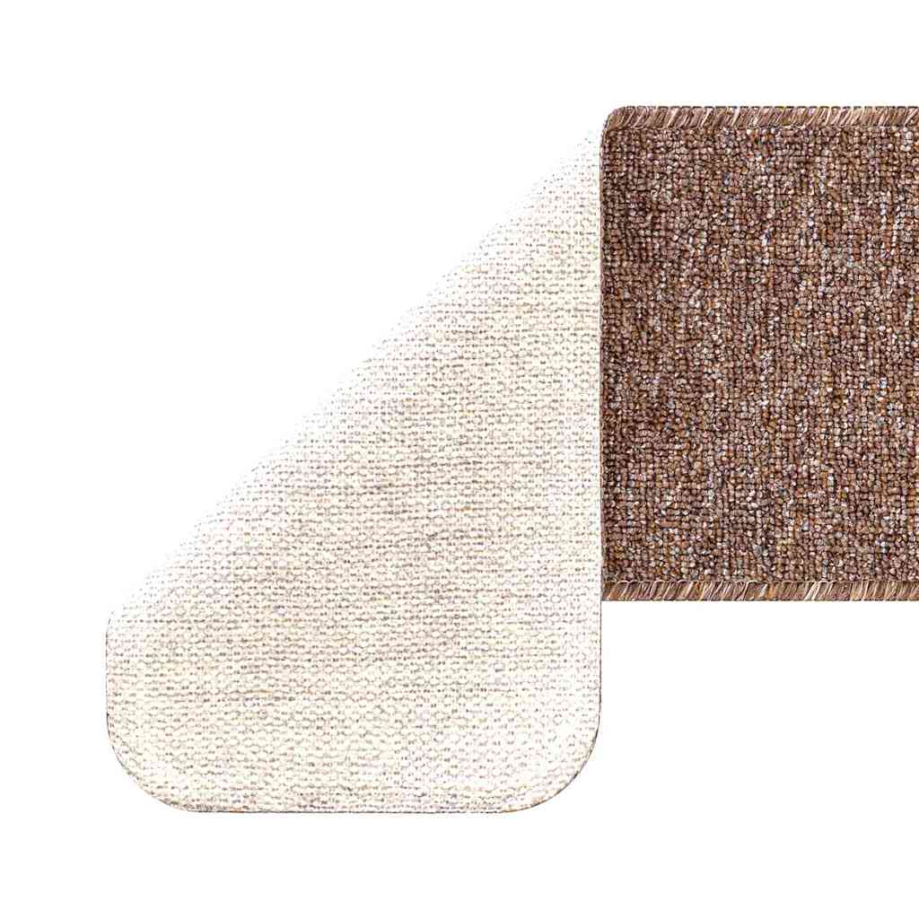 Anti-slip Stair Mats Latex backing 15 pcs Brown 75 x 20 cm PP